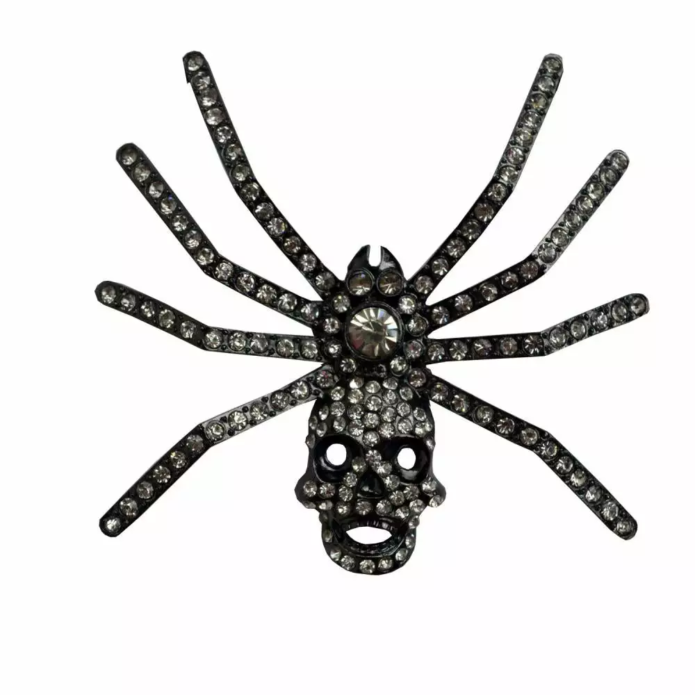 Kreepsville Dia Spider Skull Brooch Clear 3 Kreepsville Dia Spider Skull Brooch Clear