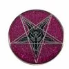 Kreepsville 666 Accessories Glitter Goat Baphomet Enamel Pin Badge Pink