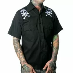 Kreepsville Harlock Skull X Bones Western Shirt Men's