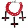Kreepsville Inverted Cross Skull Bracelet Red 2 Kreepsville Inverted Cross Skull Bracelet Red
