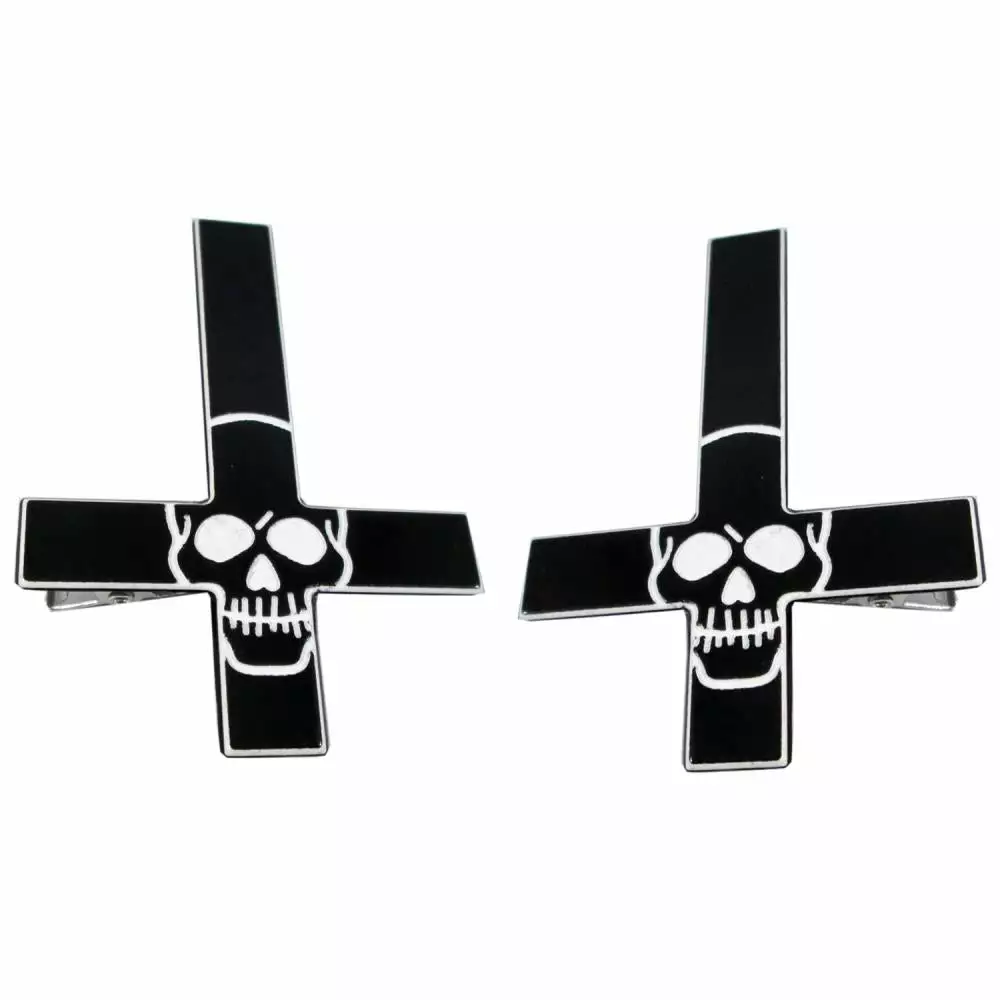 Kreepsville Accessories Inverted Cross Skull Hairslides Black 3 Kreepsville Accessories Inverted Cross Skull Hairslides Black