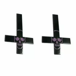 Kreepsville Inverted Cross Skull Hairslides Purple Accessories
