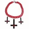 Kreepsville Inverted Cross Skull Necklace Red 2 Kreepsville Inverted Cross Skull Necklace Red