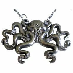 Kreepsville Octoskull Necklace Clear Jewels