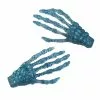 Kreepsville Skelelton Bone Hand Hairslides Blue Glitter