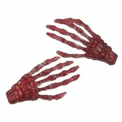 Kreepsville Skeleton Bone Hand Hairslides Red Glitter