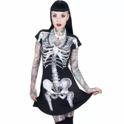 Kreepsville Skeleton White Flare Dress