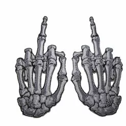 Kreepsville Skelli Hand Finger Bone Patch Pair White