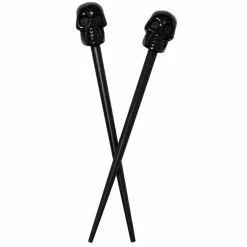 Kreepsville Skull Collection Black Hair Sticks Accessories