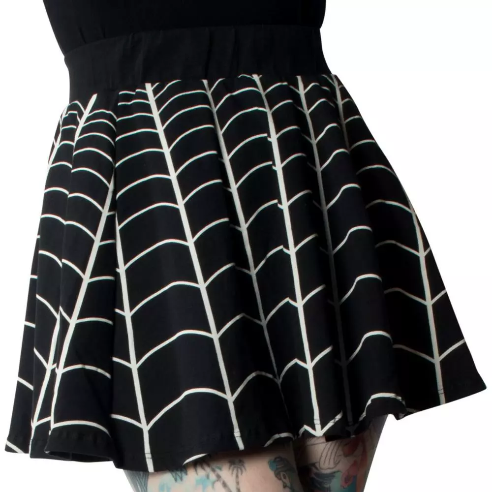 Kreepsville Spiderweb White Skater Skirt 2 Kreepsville Spiderweb White Skater Skirt