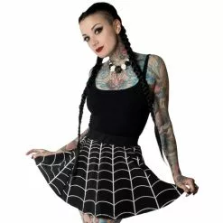 Kreepsville Spiderweb White Skater Skirt
