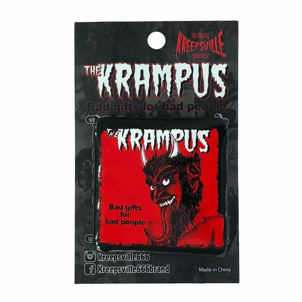 Kreepsville Krampus Bad 4 Bad Square Button Badge 3 Kreepsville Krampus Bad 4 Bad Square Button Badge