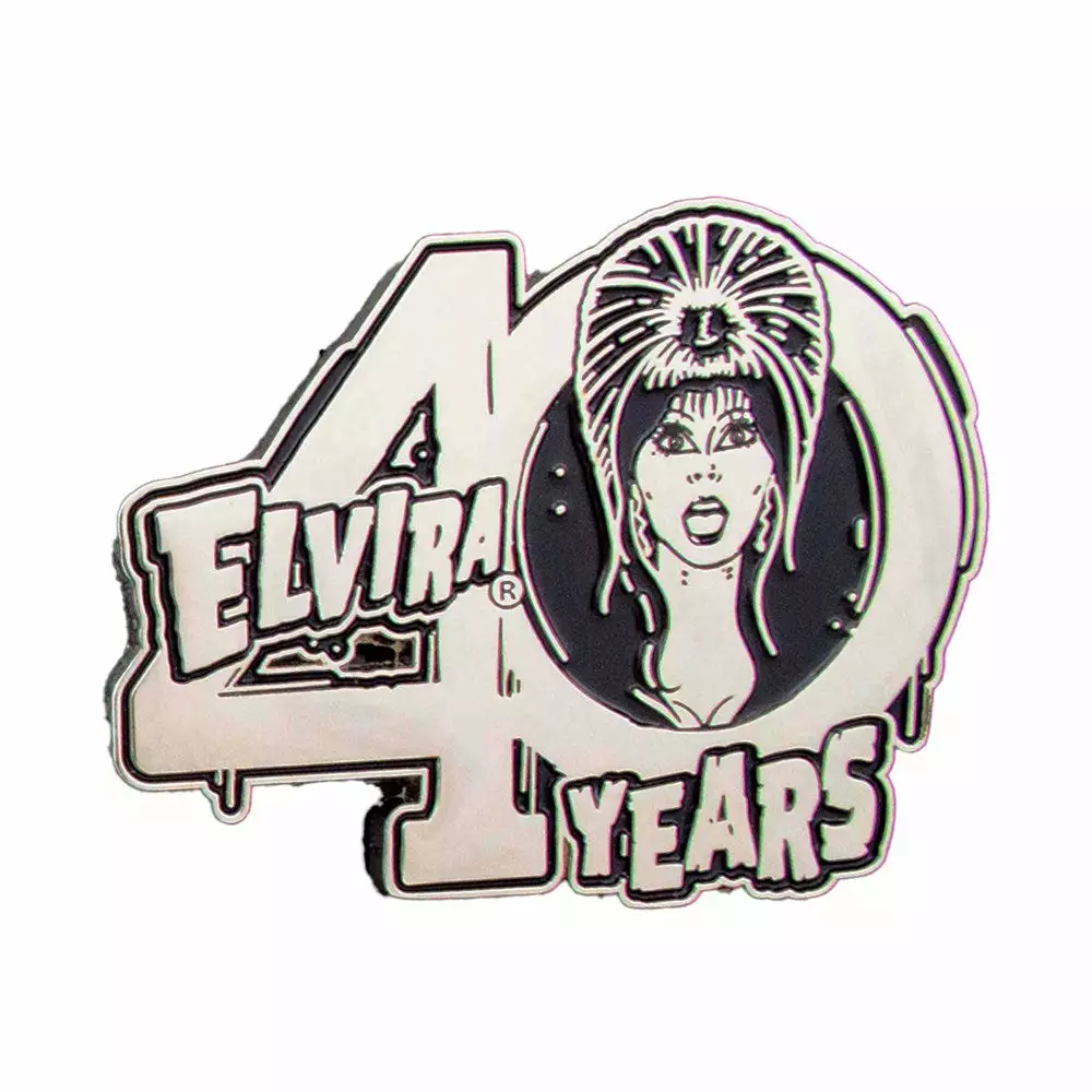 Elvira 40 Years Logo Silver Enamel Pin 3 Elvira 40 Years Logo Silver Enamel Pin