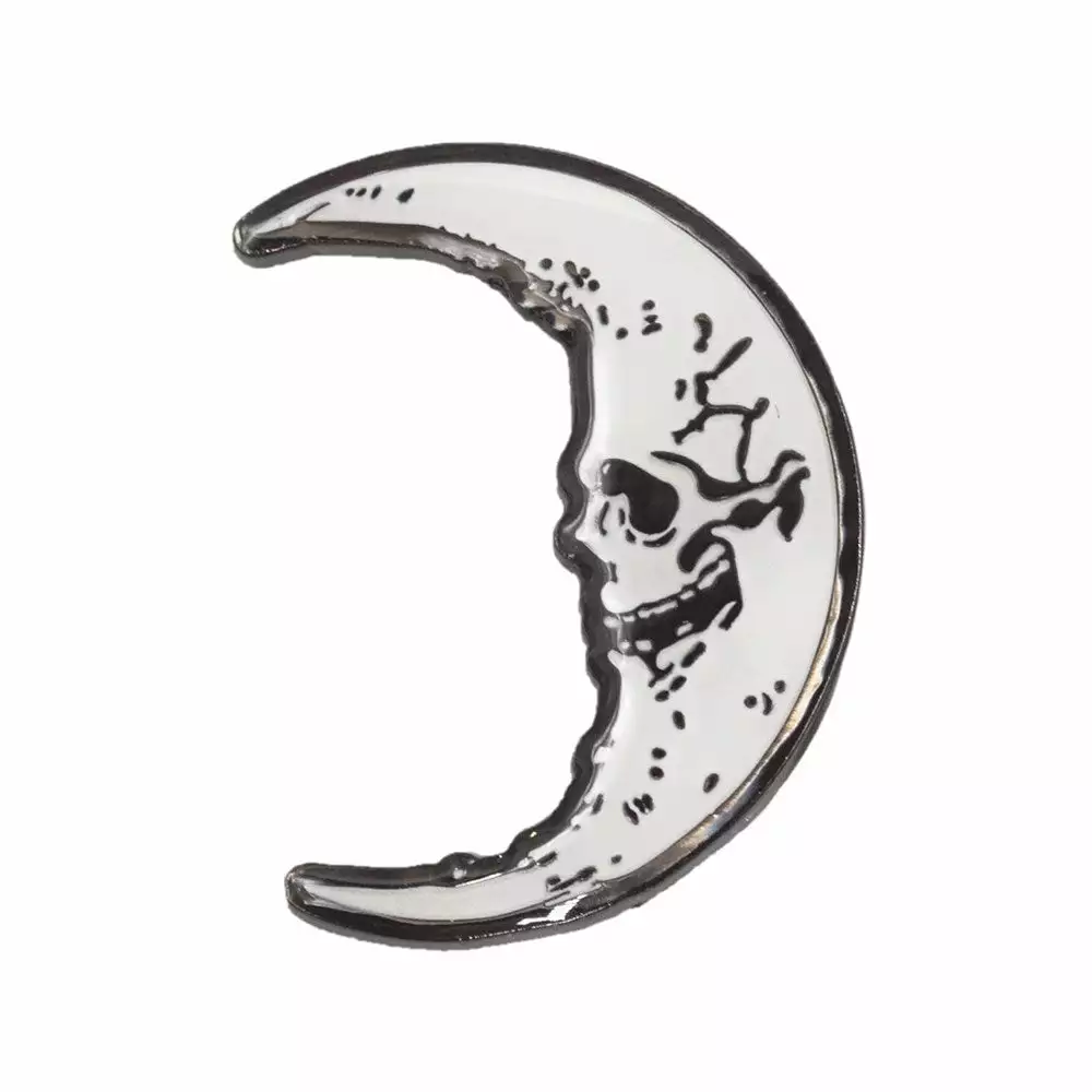Kreepsville Skull Crescent Moon Glow Enamel Pin Enamel Pins & Buttons 4 Kreepsville Skull Crescent Moon Glow Enamel Pin Enamel Pins & Buttons