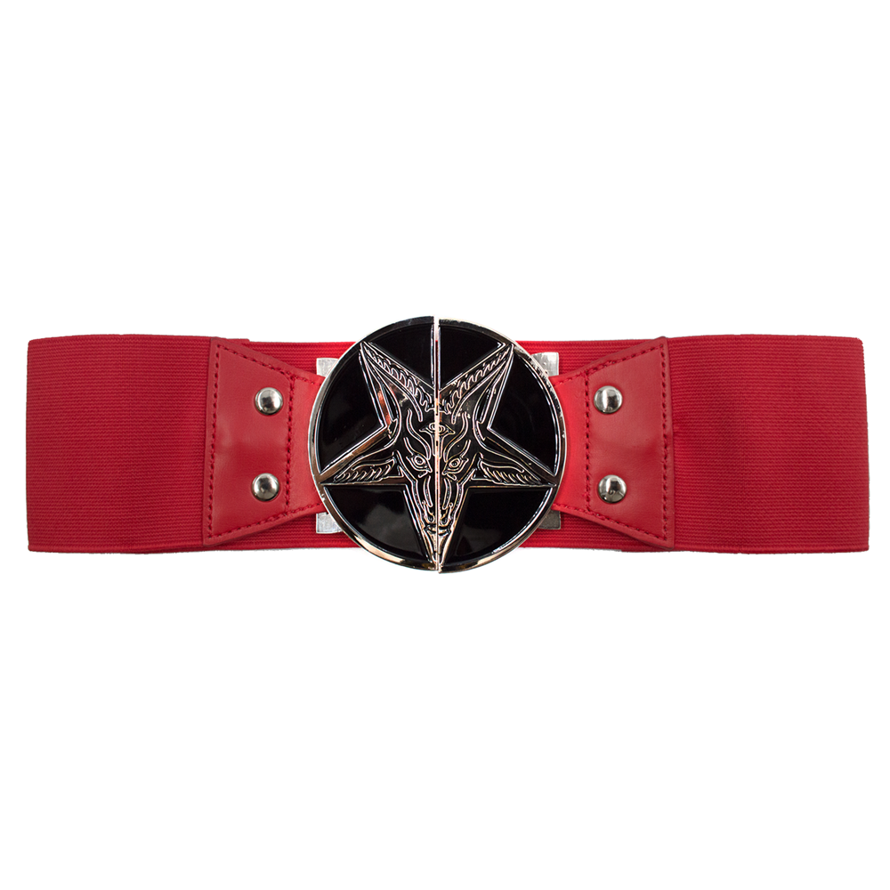Kreepsville 666 Accessories Elastic Waist Belt Goat Head Red 3 Kreepsville 666 Accessories Elastic Waist Belt Goat Head Red