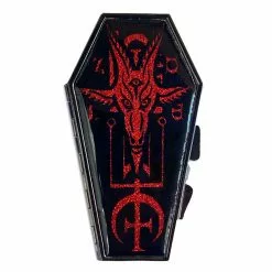 Kreepsville 666 Accessories Baphomet Satanic Red Glitter Coffin Compact