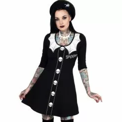 Kreepsville Women's Spooky Girl Flare 3/4 Sleeve Dress