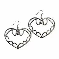 Kreepsville Bat Outline Heart Earring Jewelry