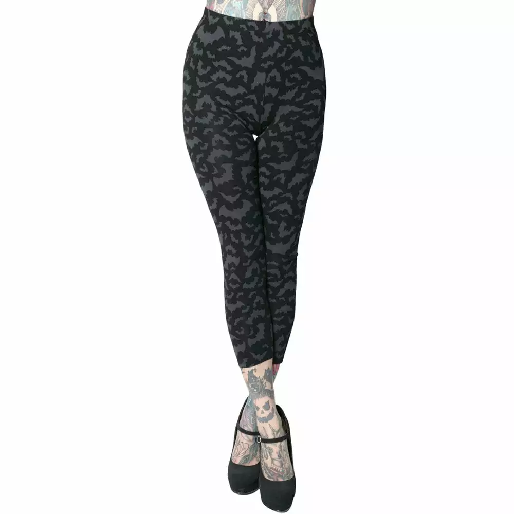 Kreepsville Bat Repeat Capri Leggings Women's 4 Kreepsville Bat Repeat Capri Leggings Women's