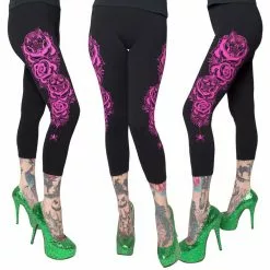Kreepsville Dia De Los Muertos Pink Capri Leggings Women's