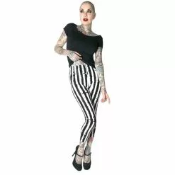 Kreepsville Stripe White Distressed Capri Leggings 7 Kreepsville Stripe White Distressed Capri Leggings