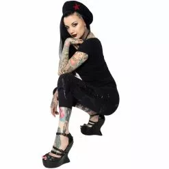 Kreepsville 666 Goathead Black Foil Capri Leggings Women's