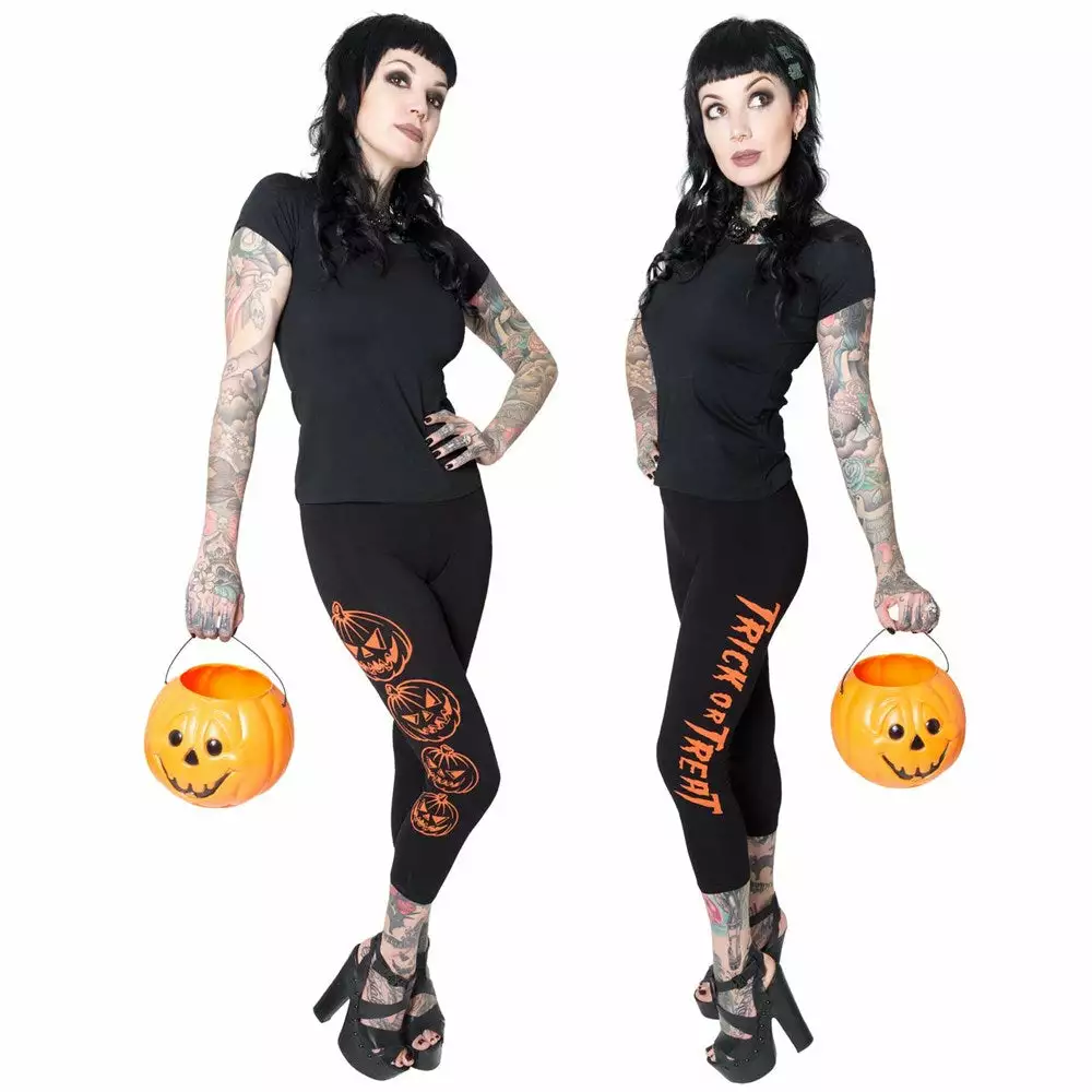 Kreepsville Trick Or Treat Pumpkin Capri Leggings 4 Kreepsville Trick Or Treat Pumpkin Capri Leggings