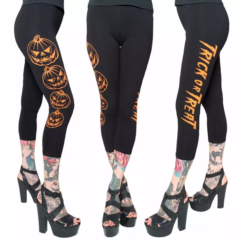 Kreepsville Trick Or Treat Pumpkin Capri Leggings 3 Kreepsville Trick Or Treat Pumpkin Capri Leggings