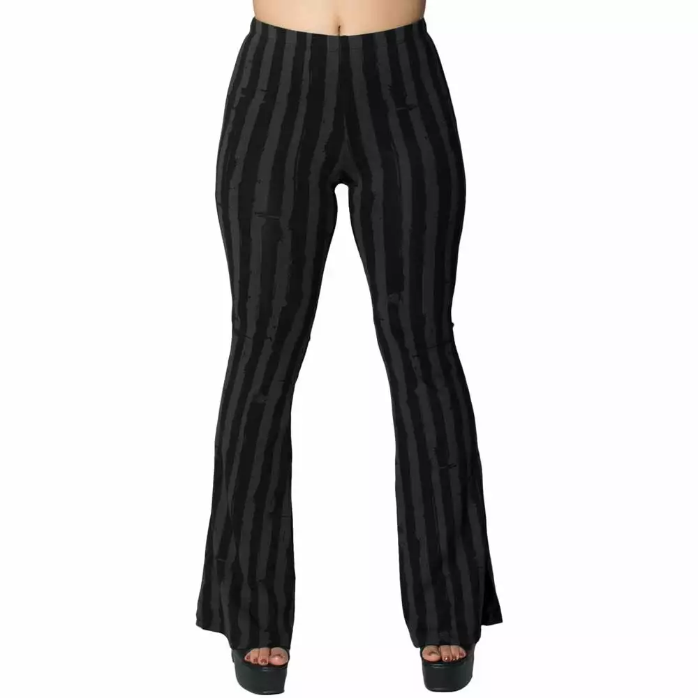 Kreepsville Women's Distressed Stripe Grey Flare Leggings 4 Kreepsville Women's Distressed Stripe Grey Flare Leggings