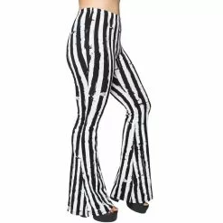 Kreepsville Women's Distressed Stripe White Flare Leggings