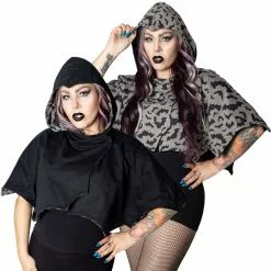 Kreepsville Women's Reversible Bat Wing Grey Bat Shoulder Cape