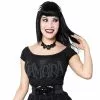 Vampira Retro Bat Dark Shoulder Top Women's