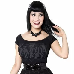 Vampira Retro Bat Dark Shoulder Top Women's