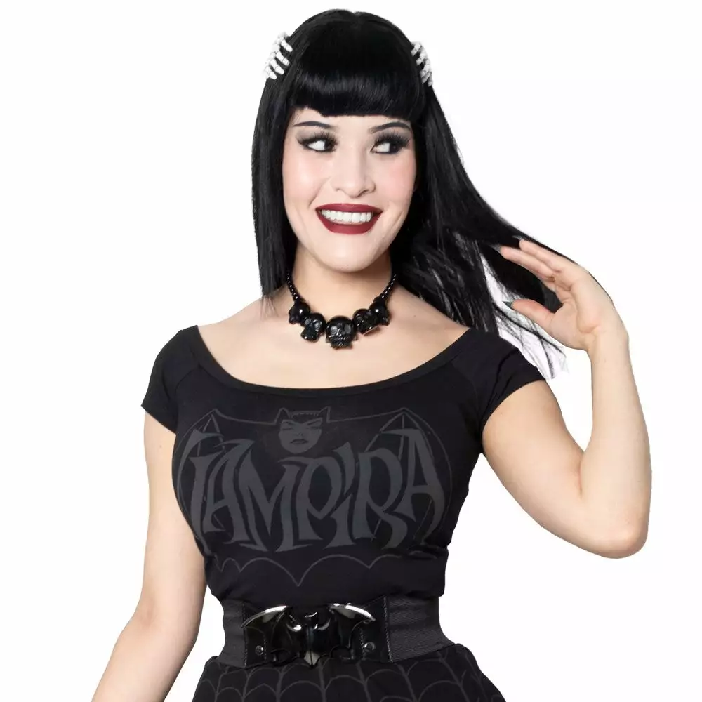 Vampira Retro Bat Dark Shoulder Top Women's 3 Vampira Retro Bat Dark Shoulder Top Women's