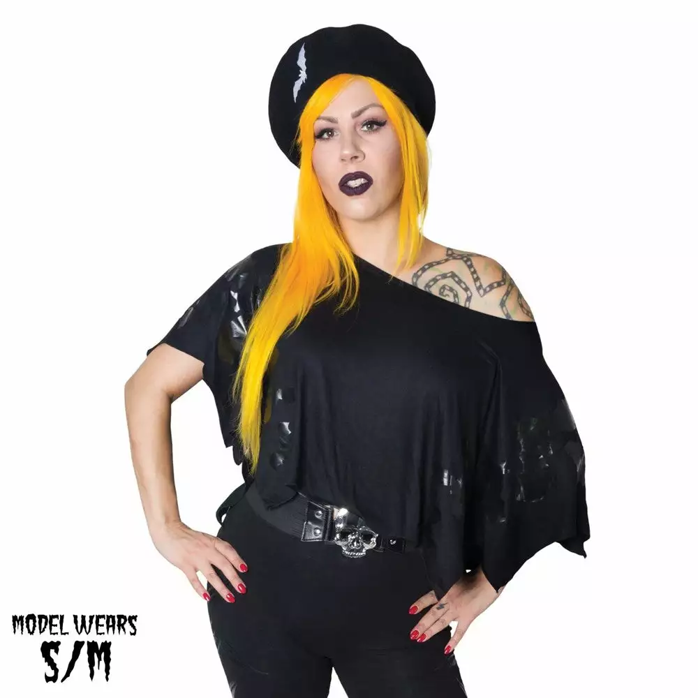 Kreepsville Women's Flying Bats Scalloped Top 3 Kreepsville Women's Flying Bats Scalloped Top