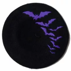 Kreepsville Accessories Bat Repeat Purple Beret Hat