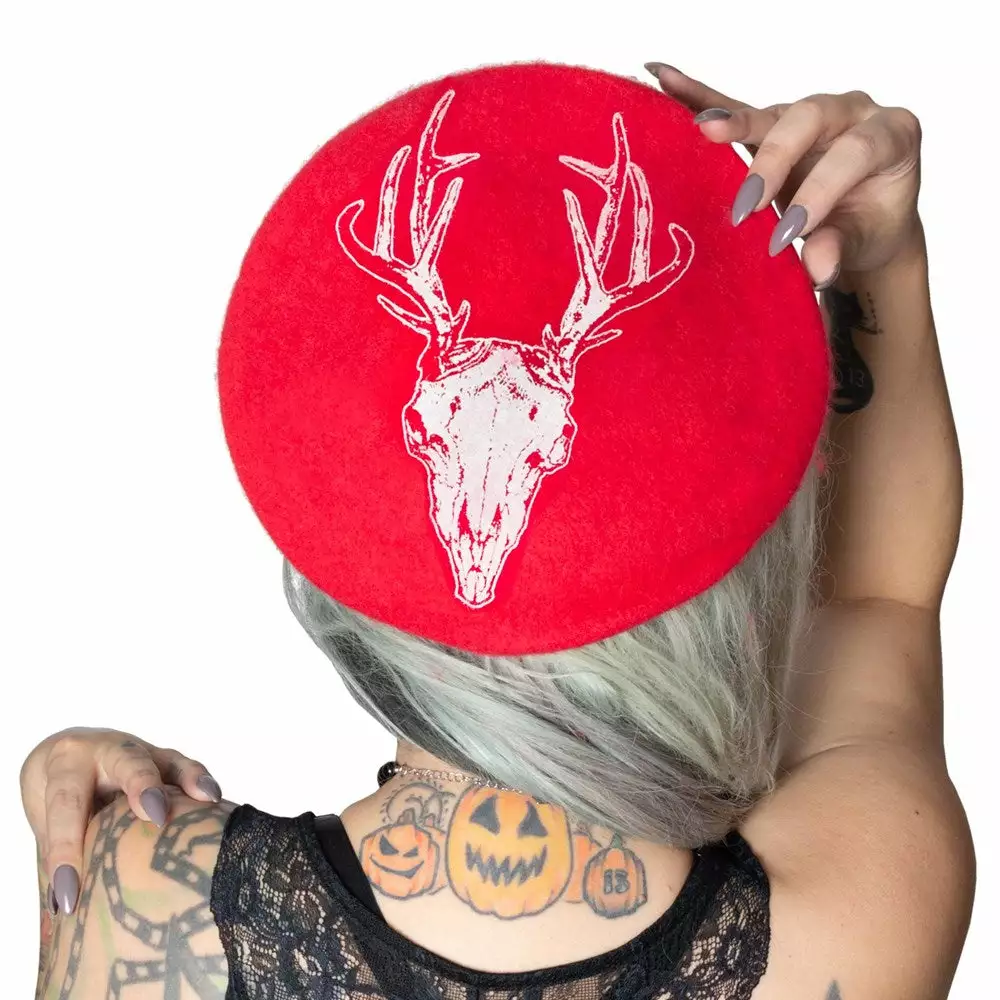 Kreepsville Deer Skull Red Beret Accessories 3 Kreepsville Deer Skull Red Beret Accessories