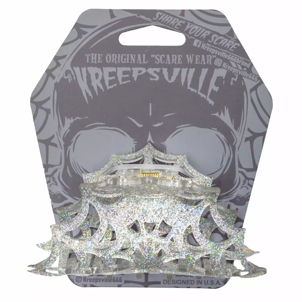 Kreepsville Spiderweb Hair Claw Clip Silver Accessories 5 Kreepsville Spiderweb Hair Claw Clip Silver Accessories