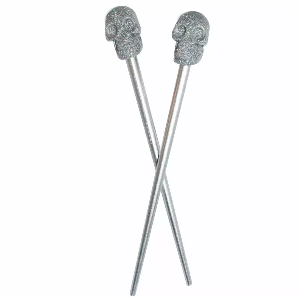 Kreepsville Accessories Skull Collection Silver Glitter Hair Sticks 3 Kreepsville Accessories Skull Collection Silver Glitter Hair Sticks