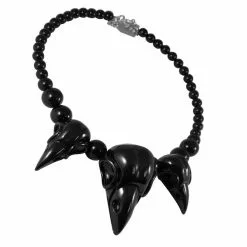 Kreepsville Jewelry Crow Skull Collection Necklace Black