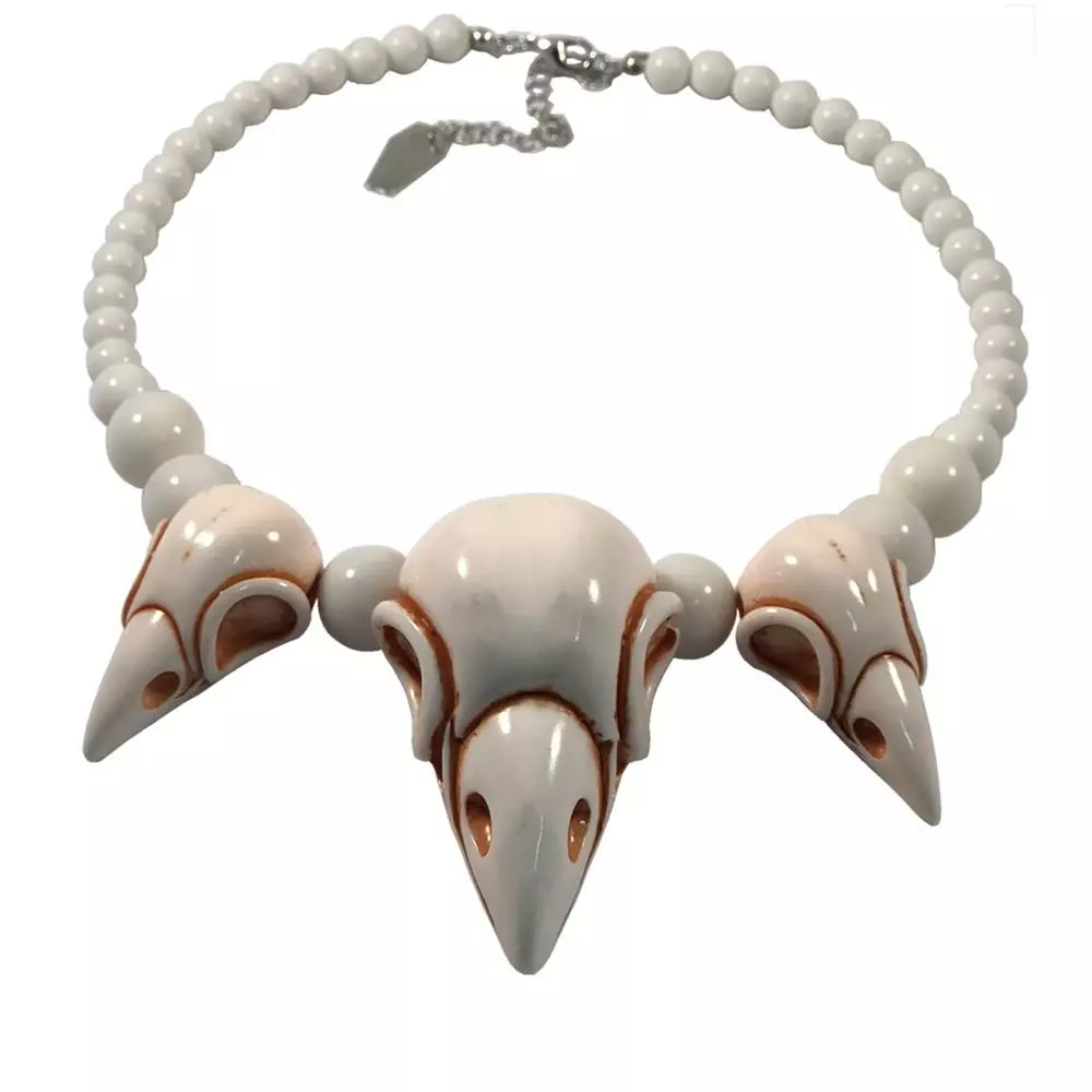 Kreepsville Jewelry Crow Skull Collection Necklace White 3 Kreepsville Jewelry Crow Skull Collection Necklace White