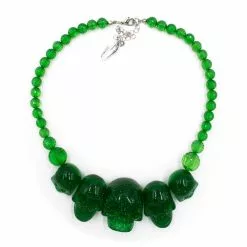 Kreepsville Jewelry Skull Collection Necklace Green Glitter