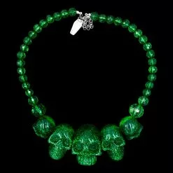 Kreepsville Jewelry Skull Collection Necklace Green Glitter