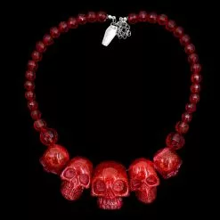 Kreepsville Jewelry Skull Collection Necklace Red Glitter