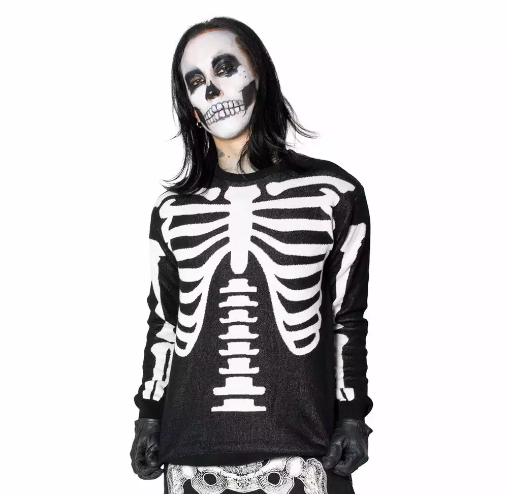 Kreepsville Men's Ribcage Skeleton Bones Sweater 4 Kreepsville Men's Ribcage Skeleton Bones Sweater