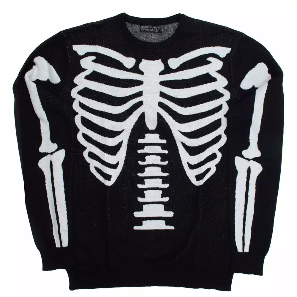 Kreepsville Men's Ribcage Skeleton Bones Sweater 3 Kreepsville Men's Ribcage Skeleton Bones Sweater