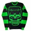 Kreepsville Franken Skull Green Striped Sweater 1 Kreepsville Franken Skull Green Striped Sweater