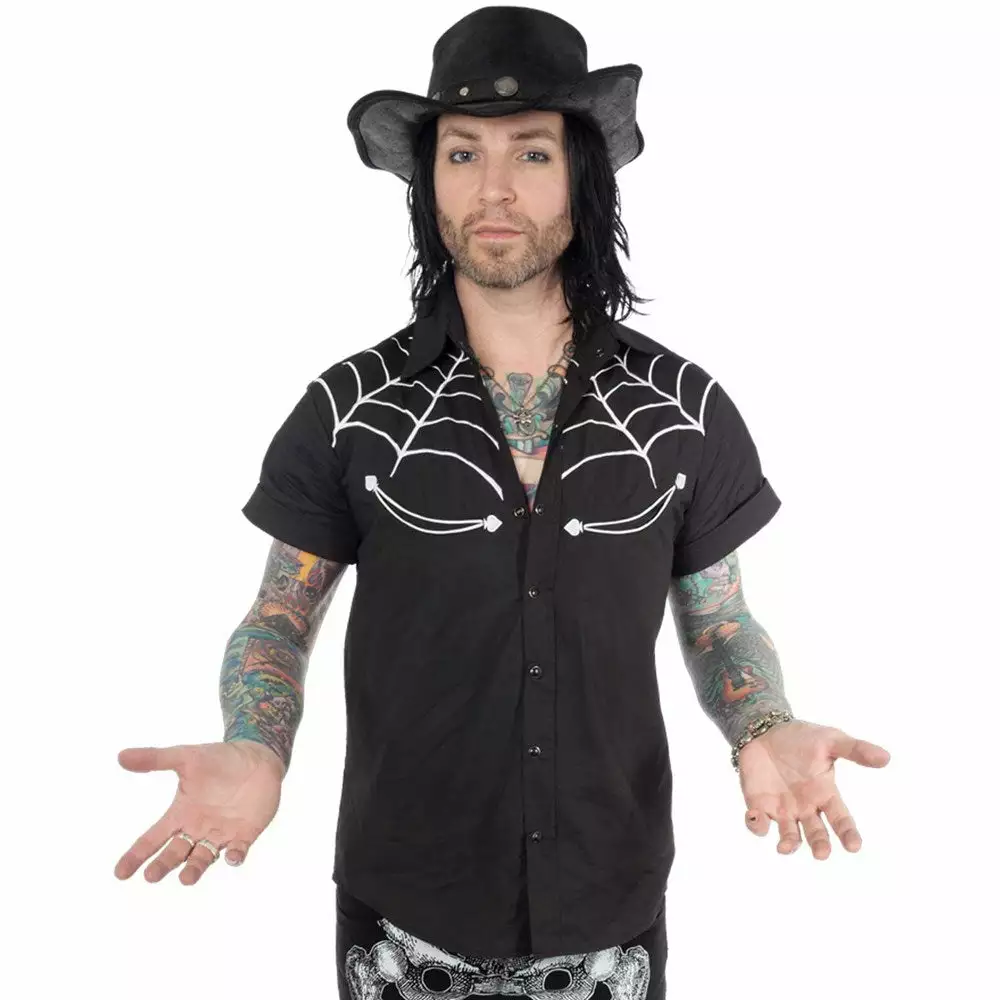 Kreepsville Spiderweb White Western Shirt Men's 3 Kreepsville Spiderweb White Western Shirt Men's