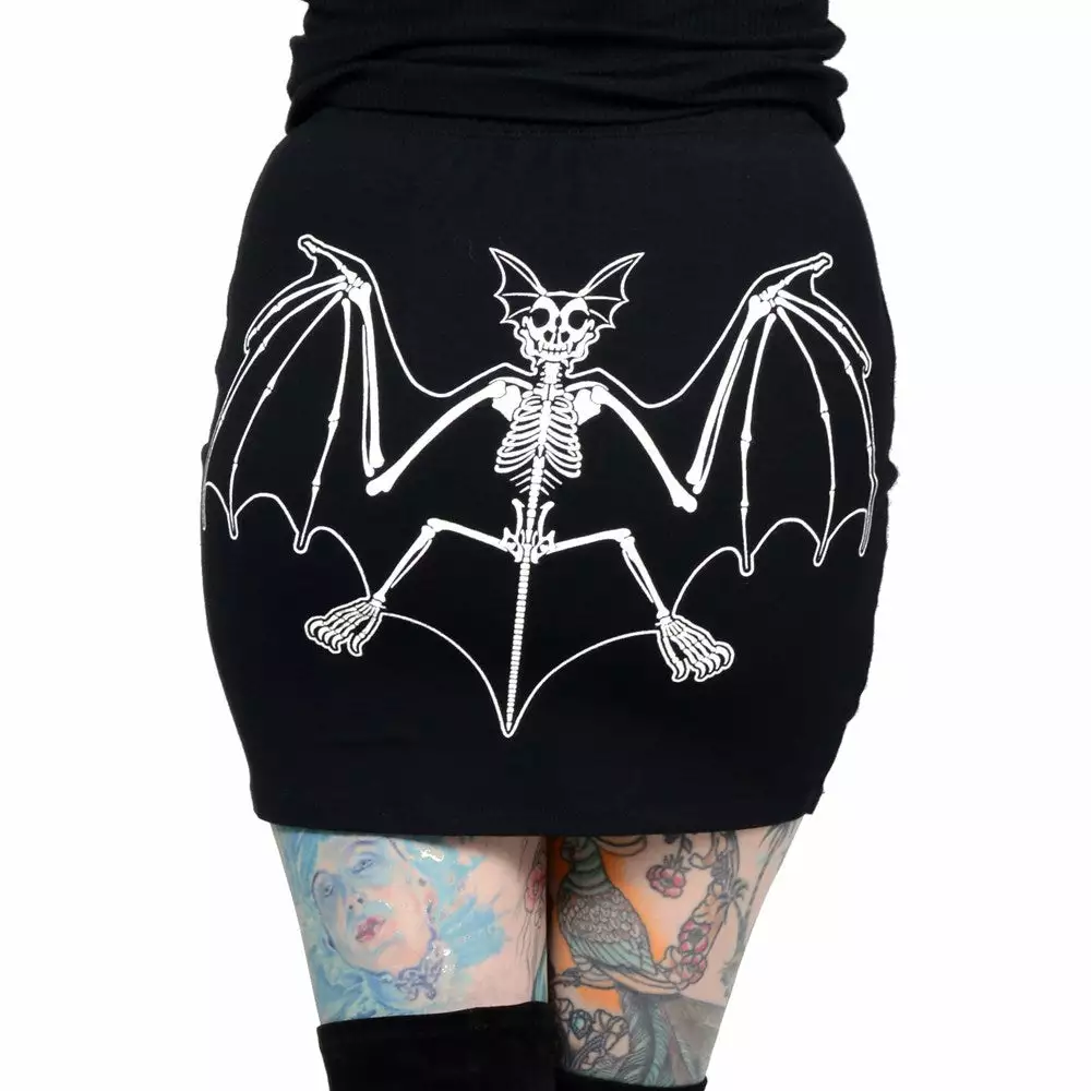 Kreepsville Women's Skelli Bat Mini Skirt 3 Kreepsville Women's Skelli Bat Mini Skirt