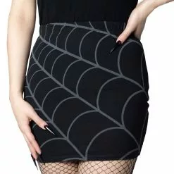 Kreepsville Spiderweb Mini Skirt Grey Women's